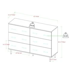 Walker Edison Mila Modern 6 Drawer Storage Buffet, 52 Inch, White And Rustic Oak -Songmics Furniture Shop 31cBieezNHS