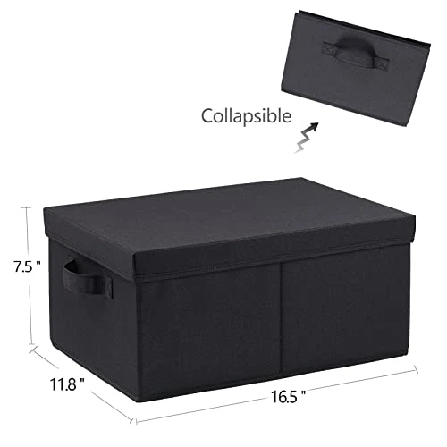 HOONEX Storage Bins With Lids For Organizing, Pack Of 2, Storage Boxes With 2 Carrying Handles And Study Heavy Cardboard, 16.5" L X 11.8" W X 7.5" H For Toy, Shoes, Books, Clothes, Nursery, Black 7 HOONEX Storage Bins With Lids For Organizing, Pack Of 2, Storage Boxes With 2 Carrying Handles And Study Heavy Cardboard, 16.5" L X 11.8" W X 7.5" H For Toy, Shoes, Books, Clothes, Nursery, Black - Image 7