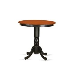 East West Furniture JAQU5-BLK-W 5 Piece Counter Height Dining Table Set Includes A Round Kitchen Table With Pedestal And 4 Dining Room Chairs, 36x36 Inch, Black & Cherry -Songmics Furniture Shop 31cUZiu3J6L