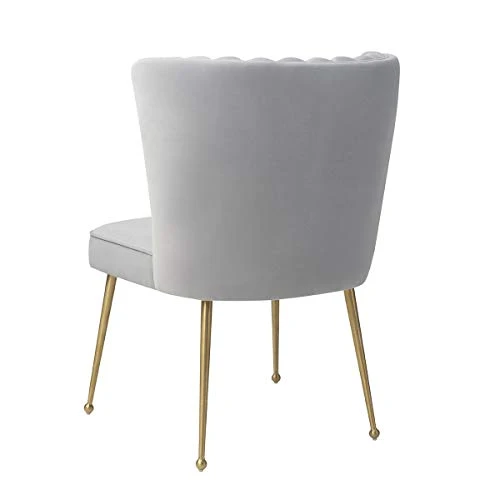 MEXIYA Sansa Dining Chair Modern Light Grey Accent Chair Easy Clean Velvet Upholstered Side Chair With Brushed Gold Legs 4 MEXIYA Sansa Dining Chair Modern Light Grey Accent Chair Easy Clean Velvet Upholstered Side Chair With Brushed Gold Legs - Image 4