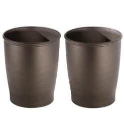 MDesign Plastic Modern Round Shatter-Resistant Small 1.6 Gallon Trash Can Wastebasket, Garbage Container Bin For Bathrooms, Kitchens, Home Offices, Dorm Rooms - Hyde Collection - 2 Pack, White -Songmics Furniture Shop 31curv0IGwL