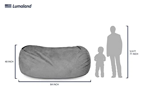 Lumaland Luxurious Giant 7ft Bean Bag Chair With Microsuede Cover - Ultra Soft, Foam Filling, Washable Jumbo Bean Bag Sofa For Kids, Teenagers, Adults - Sack Chair For Dorm, Family Room - Dark Grey 3 Lumaland Luxurious Giant 7ft Bean Bag Chair With Microsuede Cover - Ultra Soft, Foam Filling, Washable Jumbo Bean Bag Sofa For Kids, Teenagers, Adults - Sack Chair For Dorm, Family Room - Dark Grey - Image 3