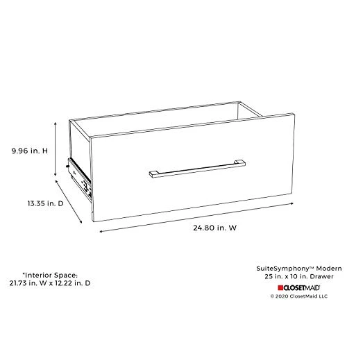 ClosetMaid SuiteSymphony Wood Drawer, Add On Accessory, Modern Style, For Storage, Closet Clothes, X 10” Size For 25 In. Units, Graphite Grey/Satin Nickel 2 ClosetMaid SuiteSymphony Wood Drawer, Add On Accessory, Modern Style, For Storage, Closet Clothes, X 10” Size For 25 In. Units, Graphite Grey/Satin Nickel - Image 2