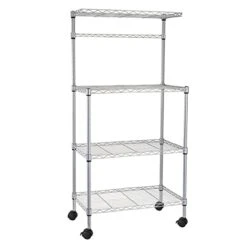 Keseno 4 Layer Adjustable Kitchen Bakers Rack Shelf Microwave Oven Stand Storage Cart For Restaurant, Household, Hotel
