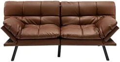 LJMXG Convertible Futon Sofa Bed Memory Foam Couch Sleeper W/Adjustable Armrest Brown -Songmics Furniture Shop 31dKpbv5ilL. AC 1