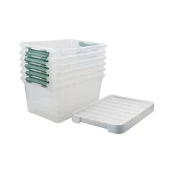 Utiao 20 Quart Clear Plastic Bin With Lid, Latching Storage Box, 6 Packs -Songmics Furniture Shop 31dZ1jx9zUL
