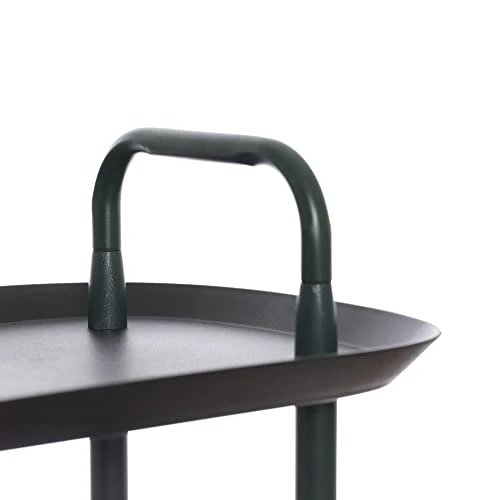 Main + Mesa Modern Plastic And Metal 2-Tier Trolley, Black And Dark Green 4 Main + Mesa Modern Plastic And Metal 2-Tier Trolley, Black And Dark Green - Image 4