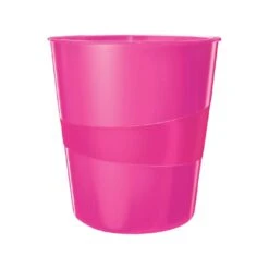 Leitz 15 Litre Waste Bin, Plastic, Wow Range, Metallic Pink