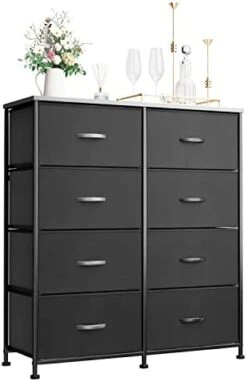 Devoko Dresser For Bedroom With 5 Drawers, Wide Chest Of Drawers With Fabric Bins, Storage Organizer Unit With Steel Frame And Wooden Top For Living Room, Closets, TV Stand,Hallway And Entryway -Songmics Furniture Shop 31e9wbKF L. AC