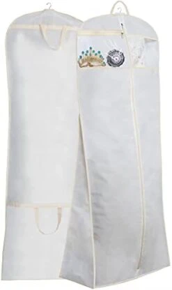 MISSLO 70" Bridal Wedding Gown Dress Garment Bag With Accessories Pouch Large Travel Garment Cover 8" Gusset (Black), 1 Pack -Songmics Furniture Shop 31eREBUl4dL. AC