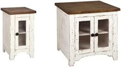 Signature Design By Ashley Wystfield Farmhouse Chair Side End Table With Cabinet Door For Storage, White & Brown With Distressed Finish 13 Signature Design By Ashley Wystfield Farmhouse Chair Side End Table With Cabinet Door For Storage, White & Brown With Distressed Finish -Songmics Furniture Shop 31eTTBqmL. AC