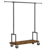 VASAGLE Rolling Clothes Rack, Garment Rack For Hanging Clothes With Wheels, Hanging Rail And Shelf, Heavy-Duty, Industrial Pipe Design, Rustic Brown And Black URGR110B01