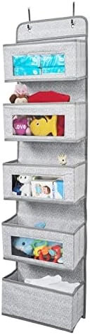 Vercord Door Hanging Organizer Storage Wall Mount Organization Foldable Hanging Shelves Kids Toy 5 Pocket 4 Clear Window With Metal Hook Grey 7 Vercord Door Hanging Organizer Storage Wall Mount Organization Foldable Hanging Shelves Kids Toy 5 Pocket 4 Clear Window With Metal Hook Grey - Image 7