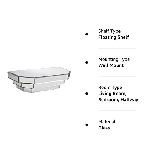Howard Elliot 11062 Floating Mirrored Wall Shelf For Living Room, Silver Mirror Decorative Wall Shelf For Home Decoration, Bedroom, Entryway, Contemporary Mirror Shelf Wall Decor (6"H X 16"W X 7"D) 5 Howard Elliot 11062 Floating Mirrored Wall Shelf For Living Room, Silver Mirror Decorative Wall Shelf For Home Decoration, Bedroom, Entryway, Contemporary Mirror Shelf Wall Decor (6"H X 16"W X 7"D) - Image 5
