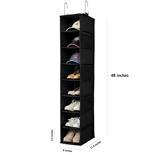 Berdeng Hanging Shoe Organizer For Closet With Side Mesh Pockets,Hat Racks For Baseball Caps,Shoe And Hat Holder & Storage,8-Shelf,Black,1 Pack 5 Berdeng Hanging Shoe Organizer For Closet With Side Mesh Pockets,Hat Racks For Baseball Caps,Shoe And Hat Holder & Storage,8-Shelf,Black,1 Pack - Image 5