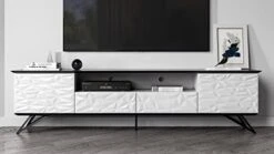 Zuri Furniture 63" Wide Modern Vortice Accent Chest Glossy Black And White Lacquer Matte Black Metal -Songmics Furniture Shop 31fGEuS3tFL. AC