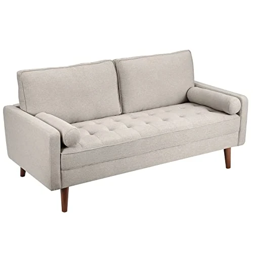 Koorlian Beige Small Couches, 68 Inch Fabric Loveseat Sofa, 2 Seater Couch For Small Space, Button Tufted Seat Cushion, Square Armrest, 2 Throw Pillows, Modern Sofa For Bedroon, Living Room, Apartment 1 Koorlian Beige Small Couches, 68 Inch Fabric Loveseat Sofa, 2 Seater Couch For Small Space, Button Tufted Seat Cushion, Square Armrest, 2 Throw Pillows, Modern Sofa For Bedroon, Living Room, Apartment