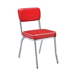 Retro Side Chairs With Black Cushion Chrome And Red (Set Of 2) 2450R