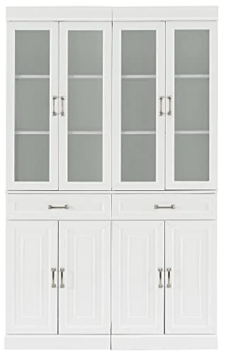 Crosley Furniture Stanton Glass Door Pantry, Set Of 2, White 4 Crosley Furniture Stanton Glass Door Pantry, Set Of 2, White - Image 4