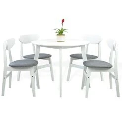 Yumiko Solid Wood Round Dining Table Kitchen Modern, White Color -Songmics Furniture Shop 31fuKIxUeKL