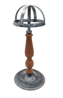 Owlgift Vintage Style Metal & Rustic Wood Stem Freestanding Hat Rack Storage, Cap Organizer, Wig Holder Display Stand - Rustic Gray