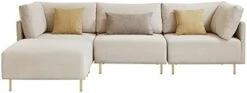 Familymill 108'' Linen L-Shaped Sectional Sofa With Removable Ottoman And 3 Pillows -Songmics Furniture Shop 31fxdOxWUSL. AC