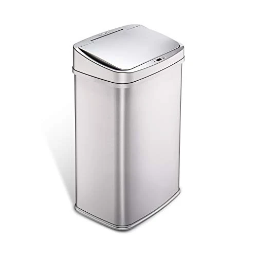 NINESTARS Automatic Touchless Infrared Motion Sensor Trash Can With Stainless Steel Base & Oval, Silver/Black Lid, 21 Gal 8 NINESTARS Automatic Touchless Infrared Motion Sensor Trash Can With Stainless Steel Base & Oval, Silver/Black Lid, 21 Gal - Image 8