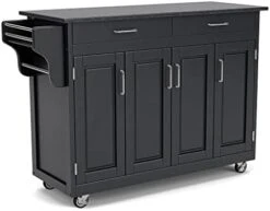 Home Styles Mobile Create-a-Cart Black Finish Four Door Cabinet Kitchen Cart With Stainless Steel Top, Adjustable Shelving -Songmics Furniture Shop 31gD SQ3hHL. AC