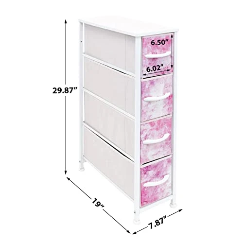 Sorbus Kids Narrow Dresser With 4 Drawers - Vertical Slim Storage Chest Of Drawers With Steel Frame, Wood Top & Easy Pull Fabric Bins For Small Spaces, Closets, Bedroom, Bathroom & Laundry 3 Sorbus Kids Narrow Dresser With 4 Drawers - Vertical Slim Storage Chest Of Drawers With Steel Frame, Wood Top & Easy Pull Fabric Bins For Small Spaces, Closets, Bedroom, Bathroom & Laundry - Image 3