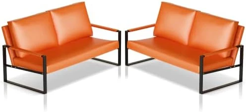 AWQM PU Leather Love Seats Sofa, 45" Mini Upholstered Couch For Small Space, Modern Accent Chair With Armrest And Removable Cushions, 2-Seater Lounge For Living Room, Bedroom, Office (Brown) 14 AWQM PU Leather Love Seats Sofa, 45" Mini Upholstered Couch For Small Space, Modern Accent Chair With Armrest And Removable Cushions, 2-Seater Lounge For Living Room, Bedroom, Office (Brown) - Image 14