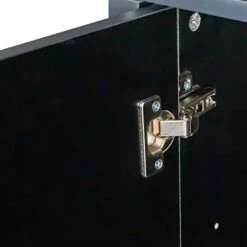 Weselon Large Kitchen Pantry Cabinet, Storage Hutch With Microwave Stand & Wine Rack, Freestanding Kitchen Cupboard Buffet Bar Cabinet With Barn Door & Open Shelves For Home (Black) -Songmics Furniture Shop 31h1ptAHH4L