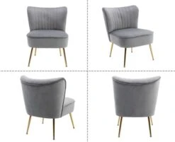 Shunzhi Velvet Accent Chairs Set Of 2 Modern Upholstered Slipper Chairs With Golden Legs Comfy Armless Wingback Side Chairs Corner Chair For Bedroom/Dining Room/Living Room/Office, Grey 15 Shunzhi Velvet Accent Chairs Set Of 2 Modern Upholstered Slipper Chairs With Golden Legs Comfy Armless Wingback Side Chairs Corner Chair For Bedroom/Dining Room/Living Room/Office, Grey -Songmics Furniture Shop 31h5NpayLWL