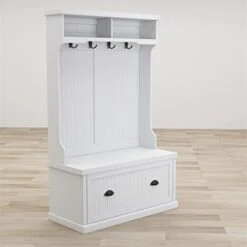 Entryway Hall Tree With Coat Rack 4 Hooks And Storage Bench Shoe White Wood 7 Entryway Hall Tree With Coat Rack 4 Hooks And Storage Bench Shoe White Wood -Songmics Furniture Shop 31h9n8rMN8L