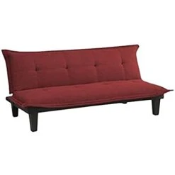 SDFGH Convertible Futon Couch Bed With Microfiber Upholstery And Wood Legs, Red