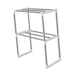 BESTonZON Shelf Storage Rack Cabinet Shelf Adjustable Shelving Microwave Oven Rack Freestanding Microwave Shelf Double Layer Storage Shelf Microwave Rack Organizer Toaster Cupboard Pot Pot -Songmics Furniture Shop 31hLomCyL7L