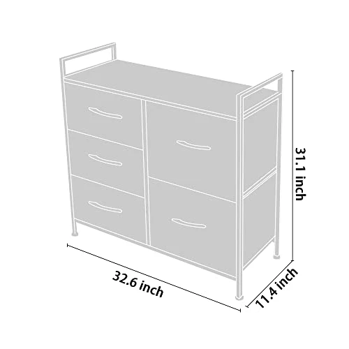 AZL1 Life Concept Storage Dresser Furniture Unit - Large Standing Organizer Chest For Bedroom, Office, Living Room, And Closet - 5 Drawer Removable Fabric Bins - Light Grey/White 3 AZL1 Life Concept Storage Dresser Furniture Unit - Large Standing Organizer Chest For Bedroom, Office, Living Room, And Closet - 5 Drawer Removable Fabric Bins - Light Grey/White - Image 3