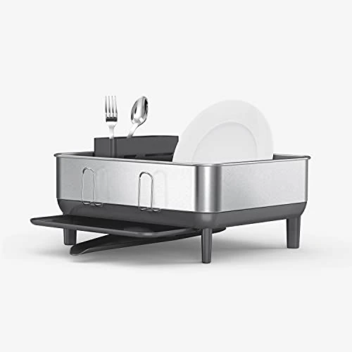 Simplehuman Compact Kitchen Dish Drying Rack With Swivel Spout, Fingerprint-Proof Stainless Steel Frame, Grey Plastic & 4.5 Liter / 1.2 Gallon Round Bathroom Step Trash Can, Brushed Stainless Steel 2 Simplehuman Compact Kitchen Dish Drying Rack With Swivel Spout, Fingerprint-Proof Stainless Steel Frame, Grey Plastic & 4.5 Liter / 1.2 Gallon Round Bathroom Step Trash Can, Brushed Stainless Steel - Image 2