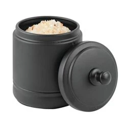 MDesign Metal Bathroom Vanity Storage Organizer Canister Jar With Lid For Cotton Balls, Swabs, Makeup Sponges, Bath Salts, Hair Ties, Jewelry - Hyde Collection - 2 Pack - Matte Black -Songmics Furniture Shop 31hPXIbd5NL