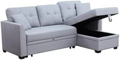 Alexent 3-Seat Modern Fabric Sleeper Sectional Sofa Bed With Pull-Out Bed With Storage Chaise Lounge In Dark Gray Color For Space Saving On Apartment, Living Room, Home Office, Guest Room -Songmics Furniture Shop 31hRdYviefL. AC