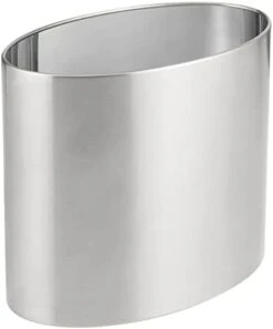 MDesign Stainless Steel Metal Oval Trash Can, Small 2.09 Gallon Wastebasket, Garbage Basket Bin For Bathroom, Bedroom, Kitchen, Or Home Office, Holds Waste And Recycle, Mirri Collection, Brushed -Songmics Furniture Shop 31hf12YAdL. AC