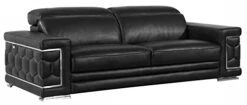 Blackjack Furniture Usry Italian Leather Upholstered Living Room Sofa, Black