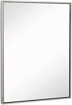 Hamilton Hills 30x40 Inch Brushed Silver Metal Framed Wall Mounted Mirror | Large Rectangular Wall Mirrors For Bathroom | 1/2 Inch Floating Frame Vanity Nickel Glass | Hangs Horizontal Or Vertical -Songmics Furniture Shop 31hkVG4GZ2L. AC