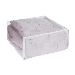 DiClavus Set Of 2 Zippered Vinyl Storage Bag, 24x20x11 Inch, Clothes Bag Organizer, Space Saver PVC Comforter Clear Storage Bags For Blanket