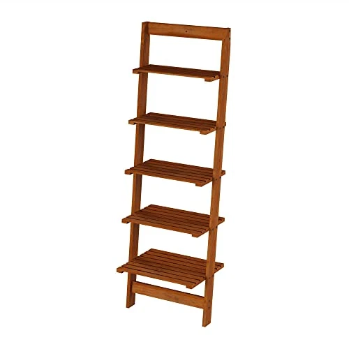 TRFMY Bookshelf-5 Tier Leaning Decorative Shelves For Display, Cherry/Living Room/Office 2 TRFMY Bookshelf-5 Tier Leaning Decorative Shelves For Display, Cherry/Living Room/Office - Image 2