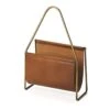 Leather Magazine Basket Brown Iron