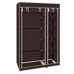 Trlec 67" Portable Clothes Closet Wardrobe With Non-Woven Fabric And Hanging Rod Quick And Easy To Assemble Dark Brown For Living Room,Bedroom