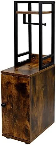 SUNTAGE Small Bathroom Storage Cabinet, Narrow Side Bathroom Organizer W/Toilet Paper Roll Holder And Metal Frame, Slim Toilet Paper Storage Cabinet For Bathroom, White 7 SUNTAGE Small Bathroom Storage Cabinet, Narrow Side Bathroom Organizer W/Toilet Paper Roll Holder And Metal Frame, Slim Toilet Paper Storage Cabinet For Bathroom, White - Image 7