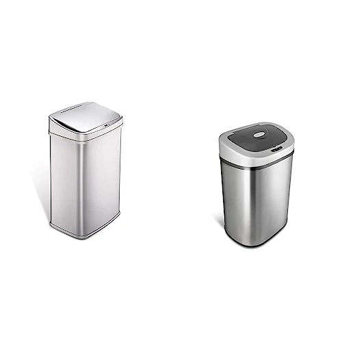 NINESTARS Automatic Touchless Infrared Motion Sensor Trash Can With Stainless Steel Base & Oval, Silver/Black Lid, 21 Gal 9 NINESTARS Automatic Touchless Infrared Motion Sensor Trash Can With Stainless Steel Base & Oval, Silver/Black Lid, 21 Gal - Image 9