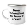 GENERIC Never Underestimate The Power Of A Valet. 12oz Camper Mug, Valet, Cool Gifts For Valet From Team Leader, Gifts For Accountants, Gifts For Doctors, Gifts For Lawyers, Gifts For Dentists, Gifts For