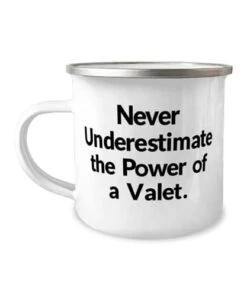 GENERIC Never Underestimate The Power Of A Valet. 12oz Camper Mug, Valet, Cool Gifts For Valet From Team Leader, Gifts For Accountants, Gifts For Doctors, Gifts For Lawyers, Gifts For Dentists, Gifts For